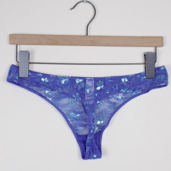 nwt Victoria's Secret dream angels thong lace mesh floral metallic - Picture 4 of 5
